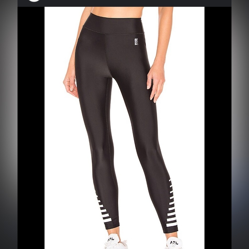 P.E Nation Strike Zone Black And White Leggings With Bold Stripes
